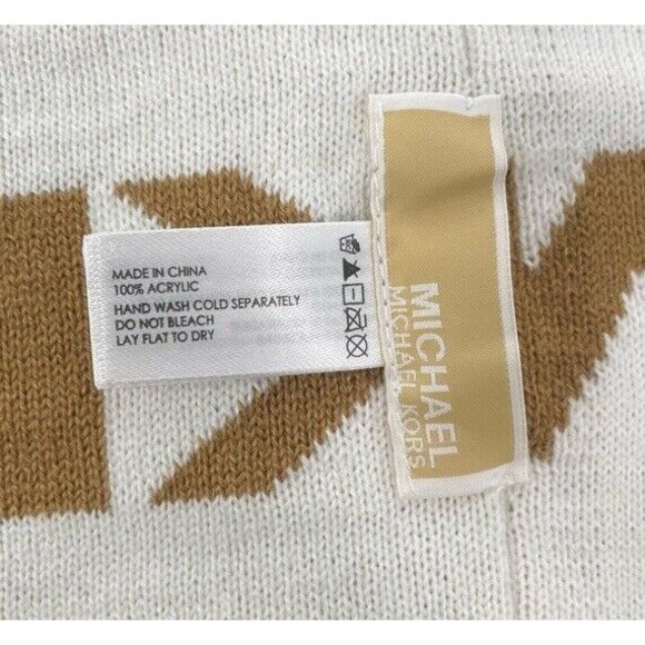 Michael Kors MK Headband and Gloves Gift Set Logo Camel & Cream Reversible NEW - Picture 7 of 8